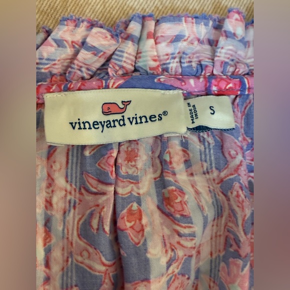 Vineyard Vines 100% Cotton Flutter Ruffle Dress Size Small Pink Purple Floral - Picture 8 of 9